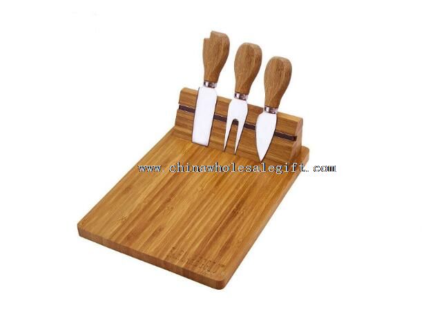 mini bamboo cheese board set with knife