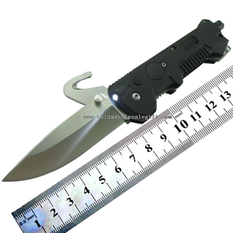 Multi-purpose camping survival rescue knife with LED