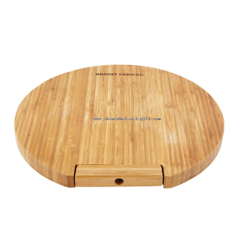 organic round bamboo chopping board with stand
