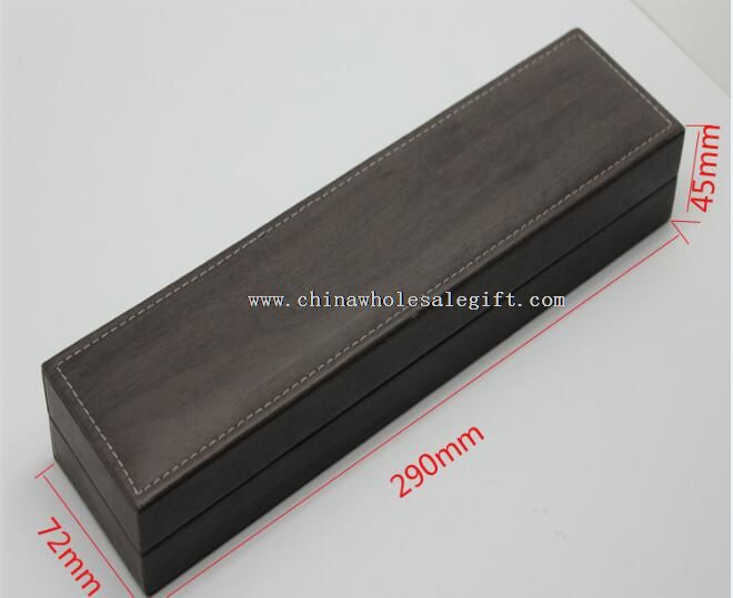 Rectangle brown PU leather wooden watch box