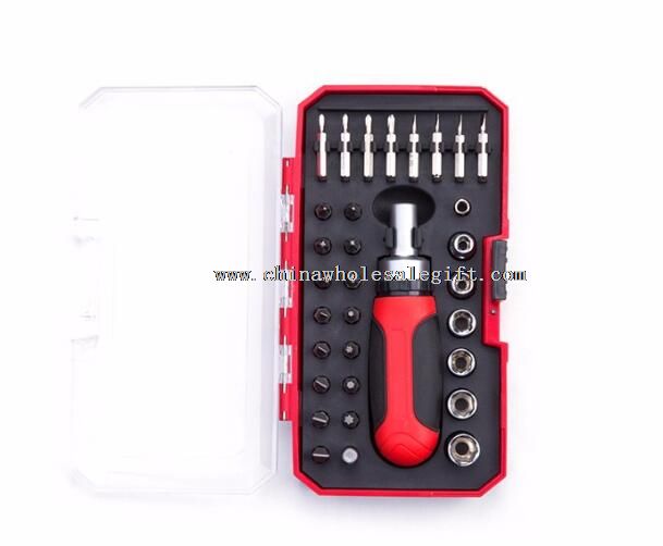 32pc Stubby Ratcheting Screwdriver Hand Tool Set