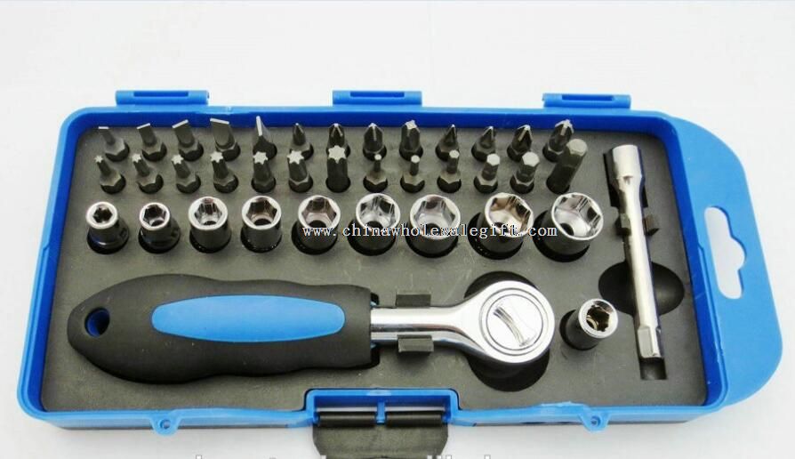 38pcs Stubby Ratchet Handle Screwdriver Bits And Socket Set