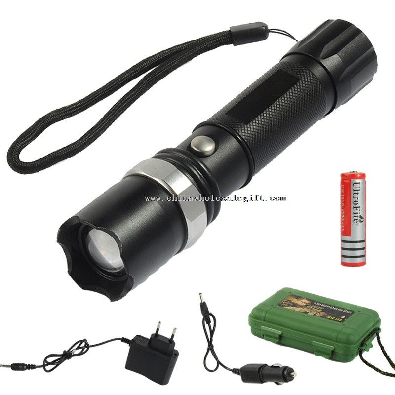 3w led flashlight with battery and charger