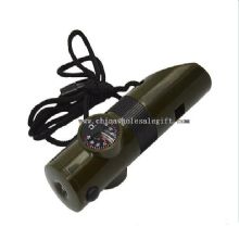 Outdoor camping pocket LED Light plsatic safety survival multi tool whistle images
