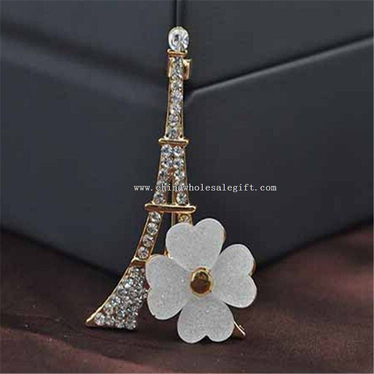 Alfinetes de lapela flor Torre Eiffel