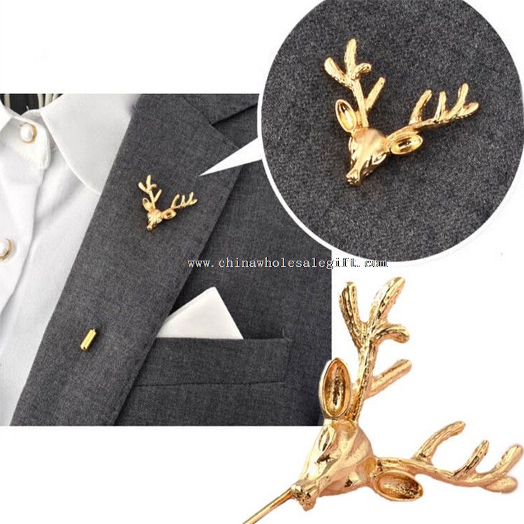 Gold Deer Mens Collar Shirt Pin