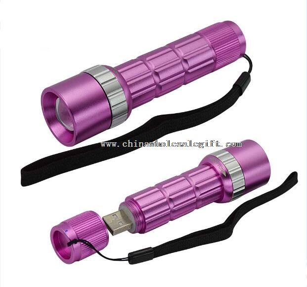 USB charing 300mAh 1W 1 LED AL Torch Flashlight