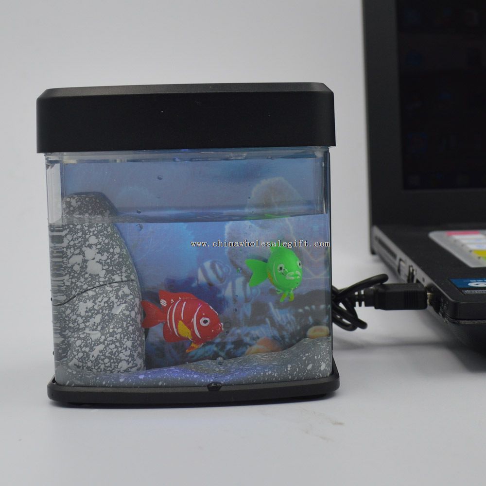mini akvarium med batteri og USB-opladning