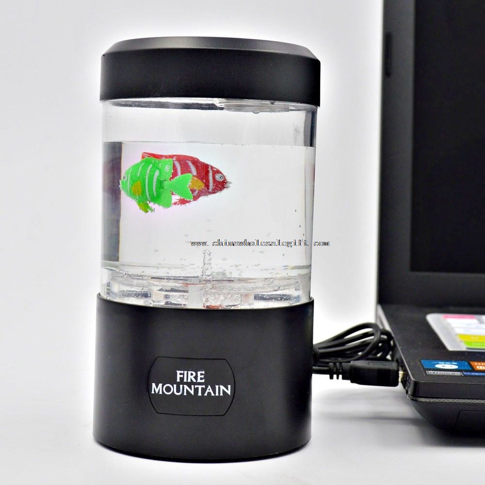 USB charging and battery fire mountain mini fish tank