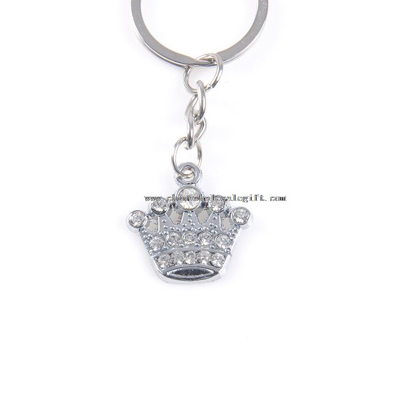 Crystal Crown logam Keychain