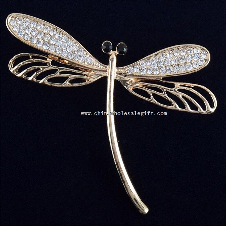 Dragonfly Crystal Metal Collar Lapel Pin