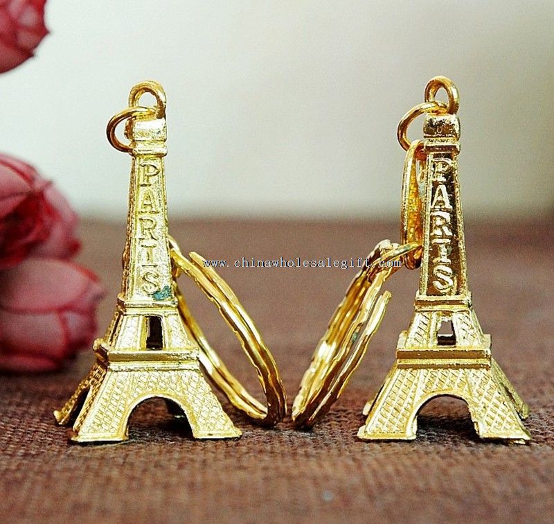 Gullbelagt 3D Paris Souvenir nøkkelring