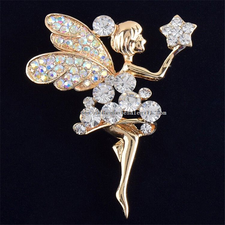 Mini Crystal Angel Lapel Badge Pin