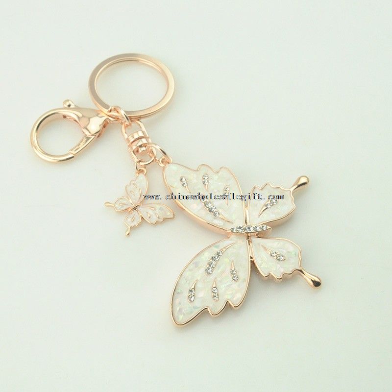 Lesklé rhineston motýl crystal keychain