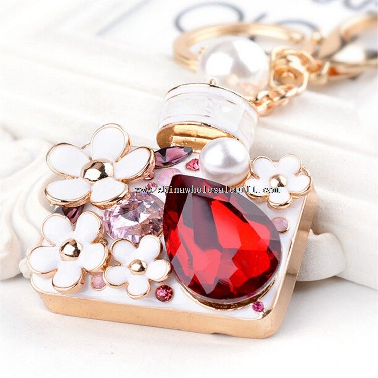 Diamantes de imitación personalizada 3D Perfume llavero