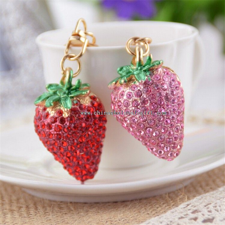 3D Mini jordbær nøkkelring