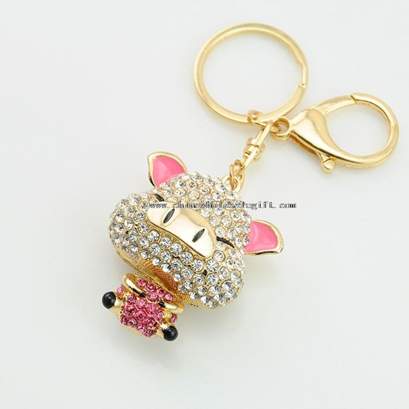 pig shape crystal keychain