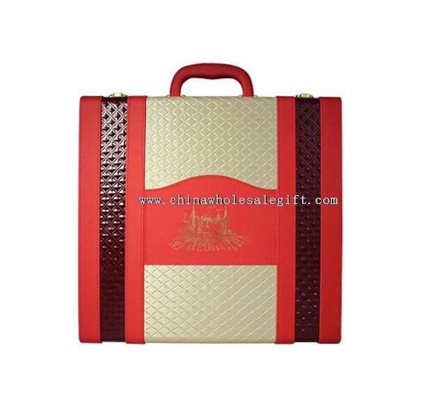 4 bottles PU leather red wine package box