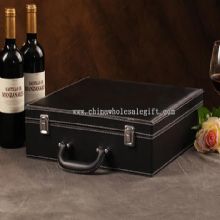 4 bottles red wine leather box images