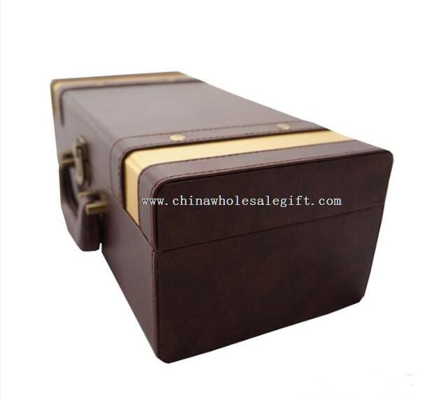 Leather wine carrier gift box