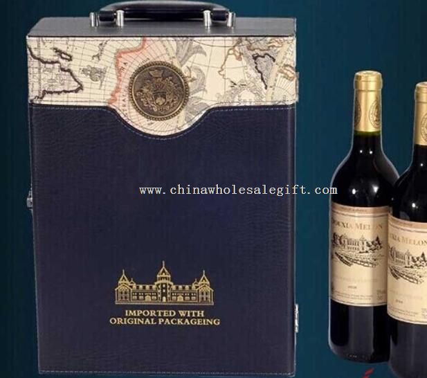 Luxury 2 bottles leather wine gift box