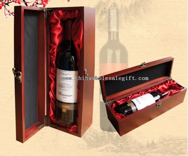 صندوق خشبي النبيذ واحد