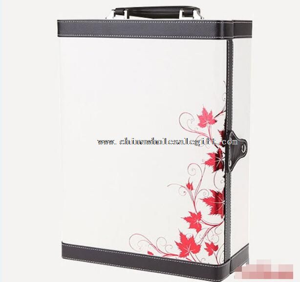 Smooth PU leather printing red wine box