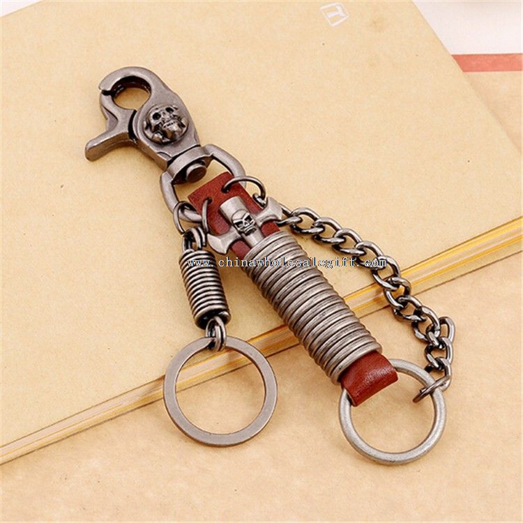 Spring Leather Shape Car Keychain