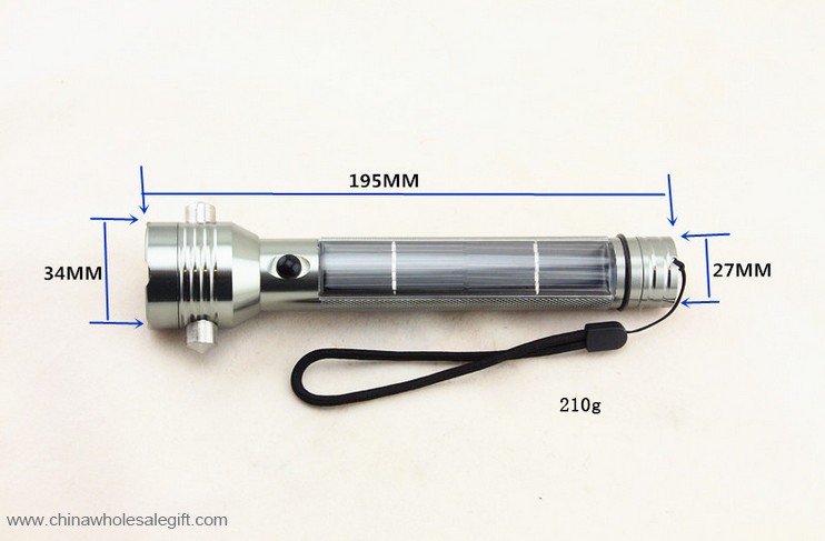 LED waterproof solar rechargeable power flashlight