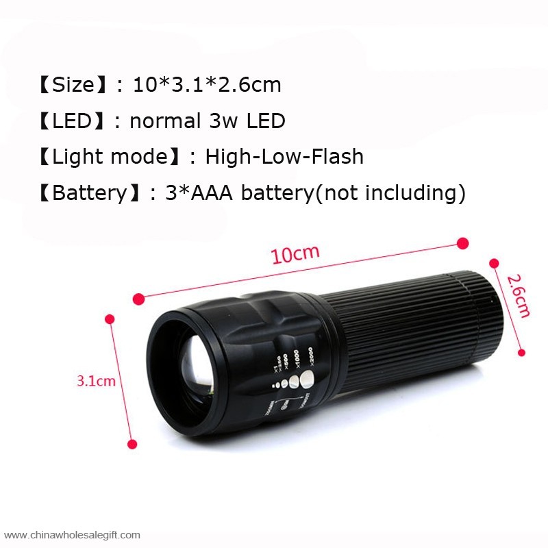 3w high-Power LED-taschenlampe zoombare