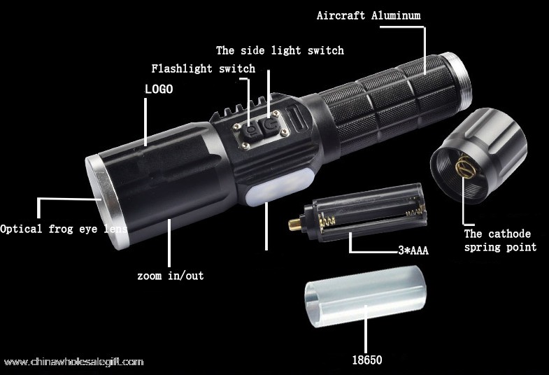 USB ausgang wasserdichte 18650 Aluminium warnung taktische taschenlampe