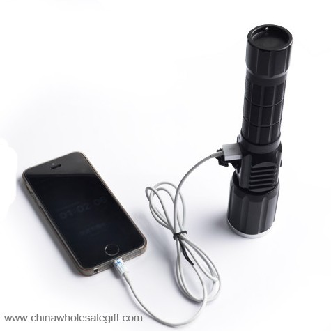 USB output waterproof 18650 Aluminium peringatan taktis flashlight