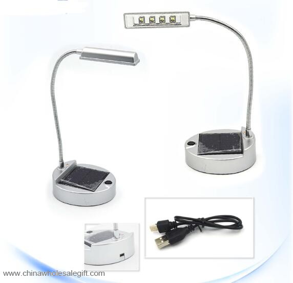 4 LED Aluminium Fleksible Lys USB /Solar Opladning