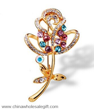 flower rhinestone crystal brooch pins 