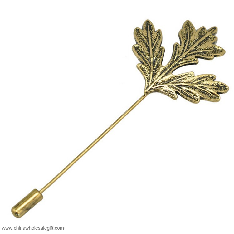 Metal Gold Leaves Die Cast Pin Badge