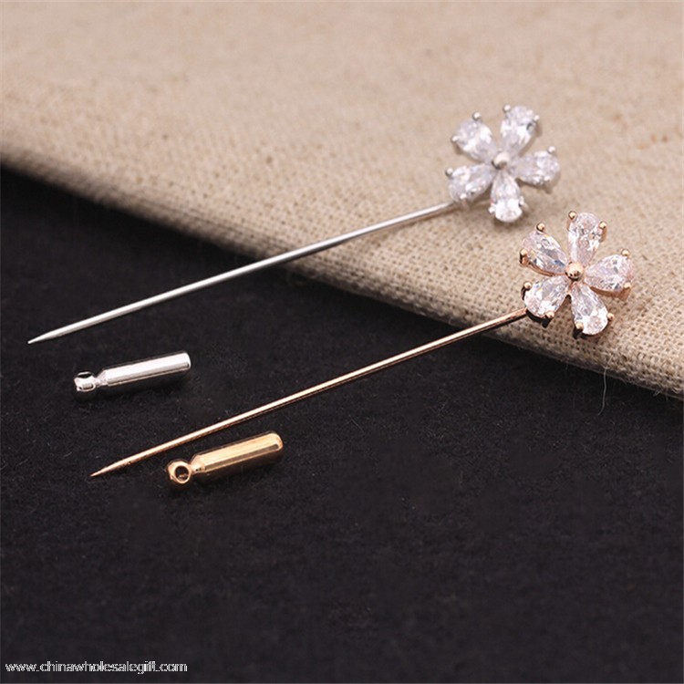 Crystal Flower Shirt Lapel Pins