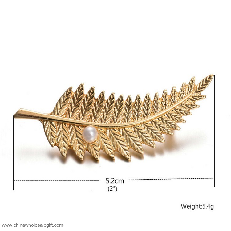  Gold Plated Leaf Beads Metal Badge Lapel Pin