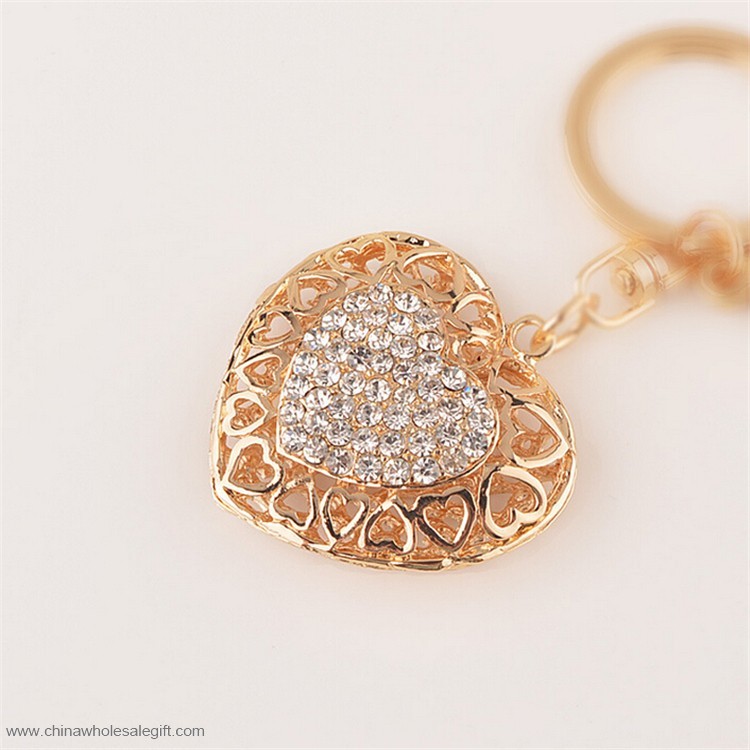 Cuore Forma Crystal Bling Keychain
