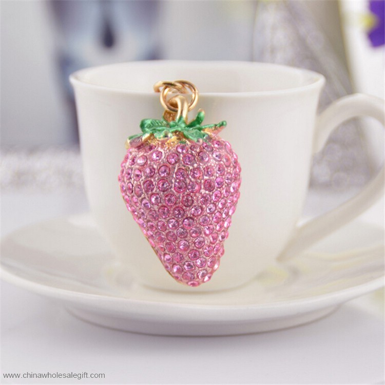 3D Mini Jordbær Nøglering