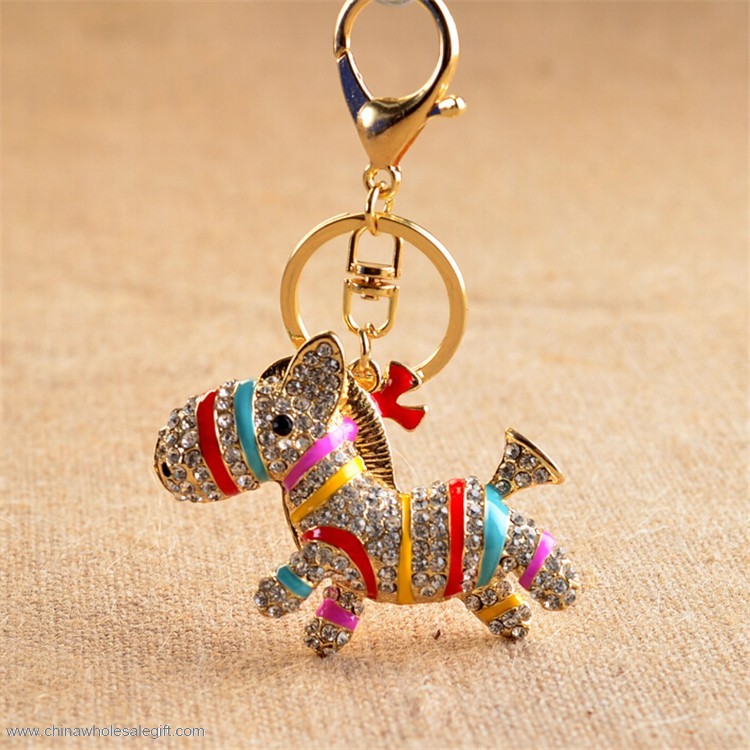 Zebra Crystal Keychain