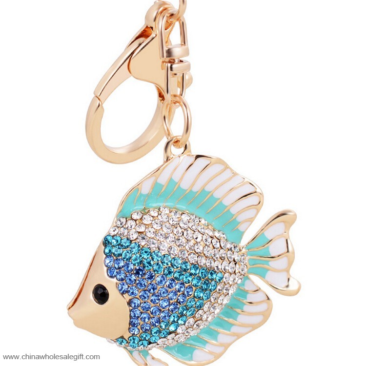  Fish Shape Crystal Bag Keychain