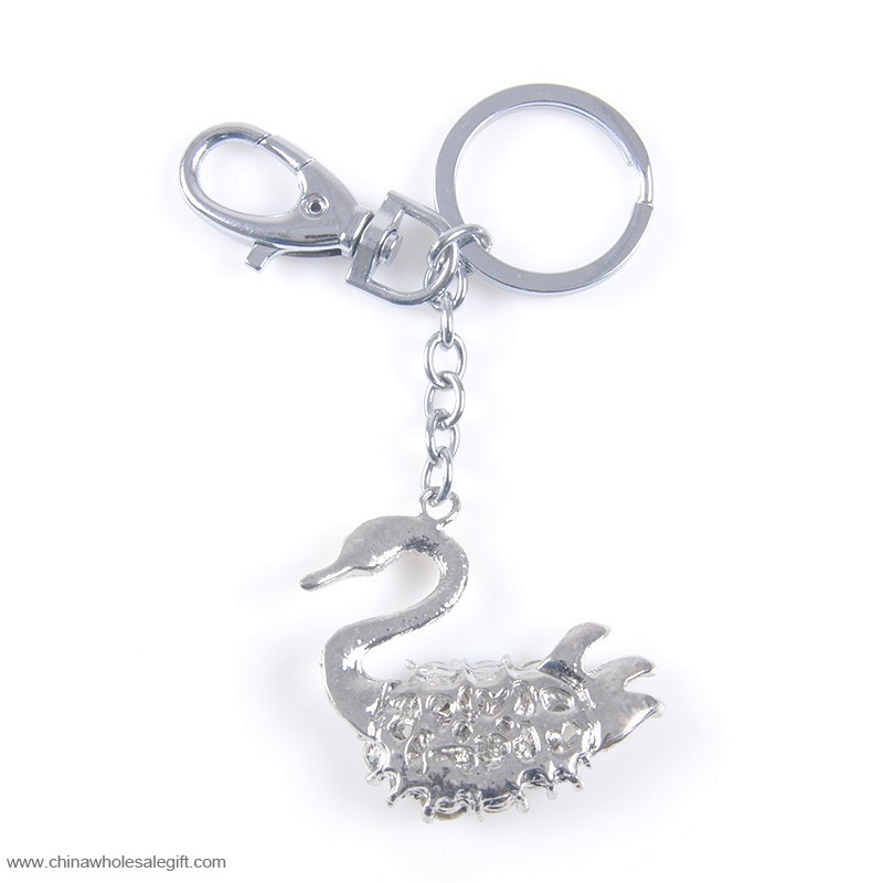 swan crystal keychain