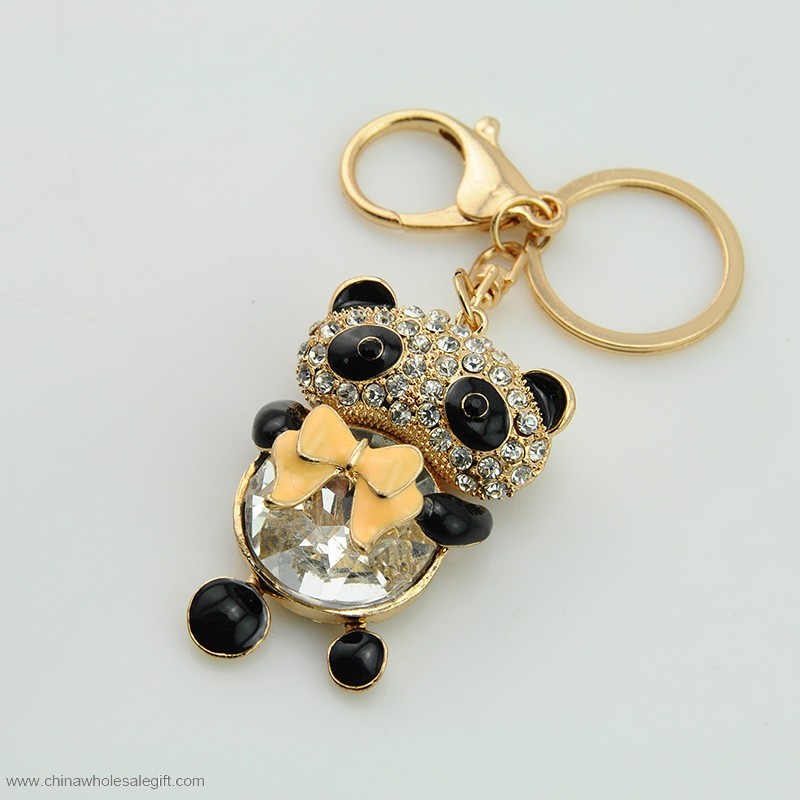 Rhinestone Panda Animal Rhinestone Keychain