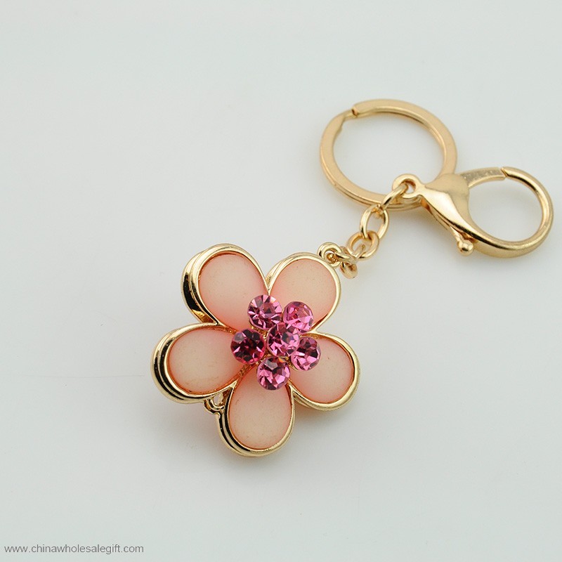Flower Shape Crystal Rhinestone Keychain