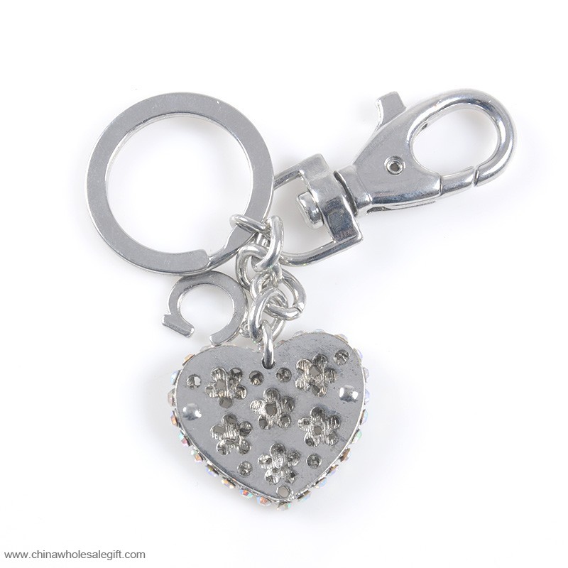 Love Shape Rhinestone Keychain