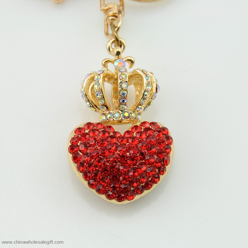heart kształt metal crystal keychain