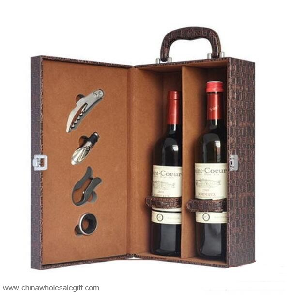 caja de cuero rojo vino