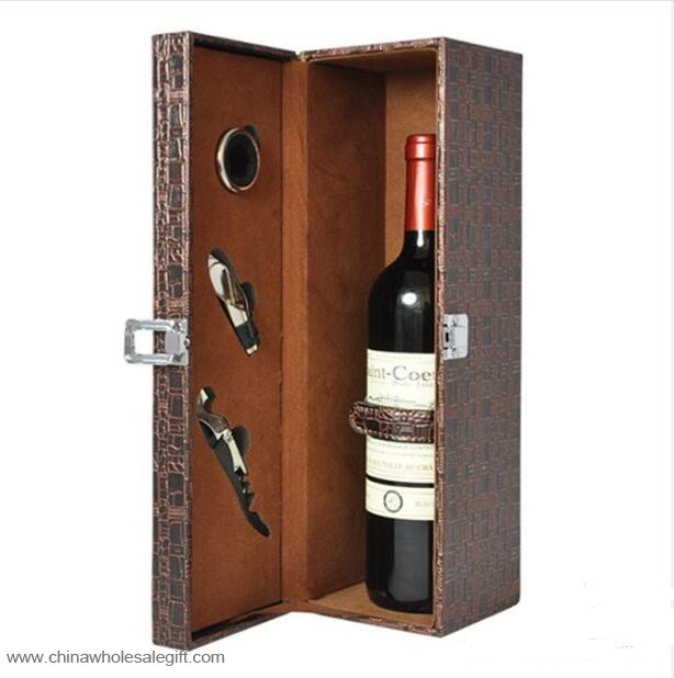 caja de cuero del vino 