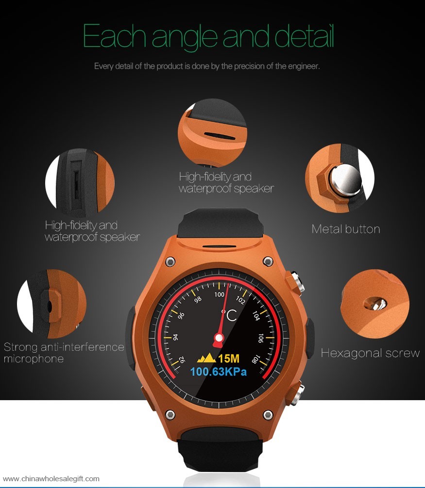 128M+64M temperature bluetooth android smart watch
