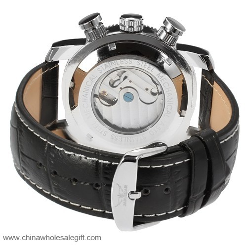 luxury man self winding stainless steel leather watch